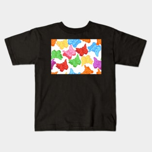 Rainbow Y2K Butterfly Clips on White Kids T-Shirt